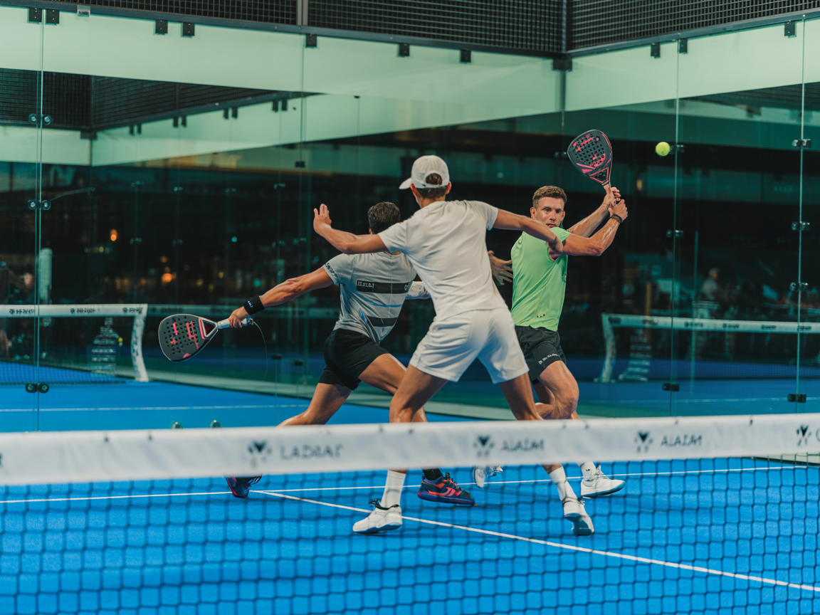 Padel players in action